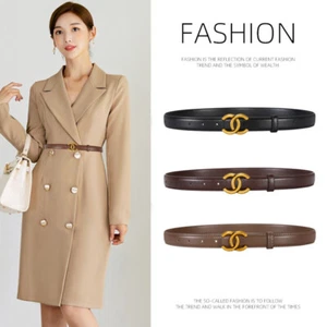 New Stylish Alloy Smooth - buckle Casual Versatile Luxe Thin Belt black fashion - Picture 1 of 5