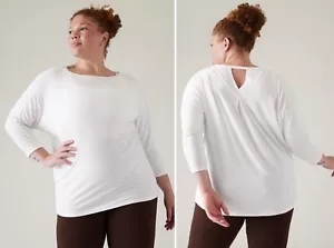 NWT Athleta Ease In Top 2X 20-22W White Yoga Dolman Sleeve Keyhole Back Relaxed - Picture 1 of 10