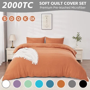 2000TC Luxury Duvet Doona Quilt Cover Set Double Queen Super King Pillowcase Bed - Picture 1 of 76