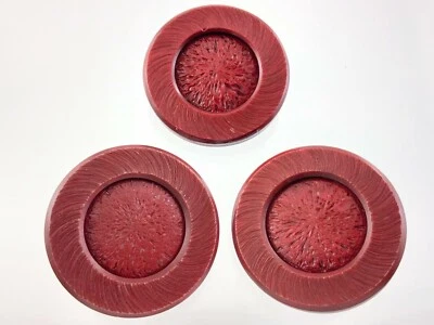 Vintage Molded Floral Pattern Plastic Garment Button Size 1.7in Set Of 3 951A - Image 1 of 4