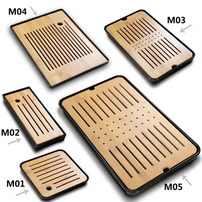 Kinds Melamine Tea Table Bamboo Flat Plate w/ Water Storage Holder Serving Tray - Image 1 of 2