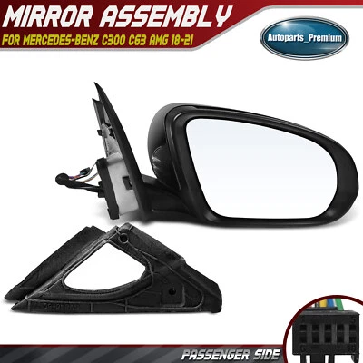 Черное хромированное зеркало с подогревом для правостороннего пассажира для Mercedes-Benz C300 C63 AMG - Изображение 1 из 4