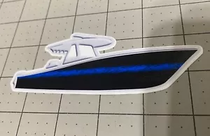 Dünne blaue Linie gewickelte Mittelkonsole Boot Aufkleber - 5 Zoll Peeling and Stick Aufkleber - Bild 1 von 1