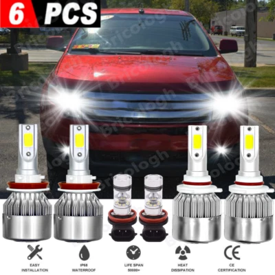 Combo 6000K 6X para Ford EDGE 2007-2010 Kit de faros LED Hi Lo + bombillas antiniebla Foto 1 de 4