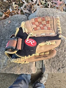 Rawlings Kids Baseball Glove PM110MBC Leather Palm 11 Inch Brown Black - Picture 1 of 5