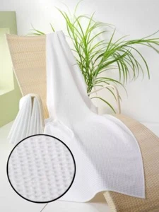 Toalla de sauna bienestar gofres piqué gofres 80 x 180 cm blanco  - Imagen 1 de 1