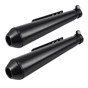 2X Universal Chrome Megaphone Motorcycle Exhaust Silencer Custom Cafe Racer - Picture 1 of 11