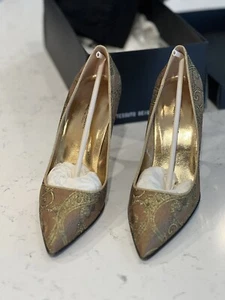 Dolce & Gabbana Gold Jacquard Paisley Print Pointed Toe Pumps IT 38 US 8 - Picture 1 of 8