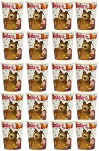 Masha and The Bear Party Paper Cups 20ct Colorful Disposable Kids TV Show - Picture 1 of 2