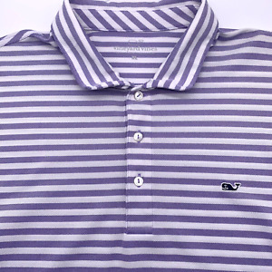 Vineyard Vines Men's Short Sleeve Purple Striped XL Golf Polo Shirt
