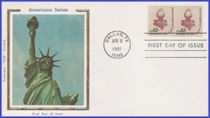 USA4 #1816 U/A COLORANO SILK FDC STR2 Liberty Tourch - Bild 1 von 1