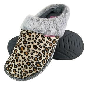 DUNLOP - Womens Cute Soft Comfy Indoor Memory Foam House Knit Slippers Mules