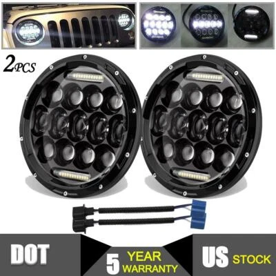300W Par 7" Farol de LED Redondo Hi/Lo DRL para Jeep Wrangler JK LJ TJ CJ DOT - Imagem 1 de 4