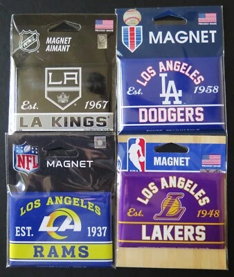FOUR (4) LOS ANGELES RAMS AND OTHERS, 2.5" X 3.5" METAL MAGNETS FROM WINCRAFT - Image 1 of 4