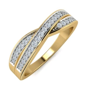 1.0Ct Simulated Diamond 2-Row Wedding Band Bridal Ring in 14K Yellow Gold Plated - Picture 1 of 6