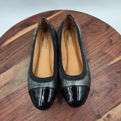 Zapatos planos de ballet Josef Seibel Pippa para mujer 38/7 plateados negros charol Foto 1 de 4
