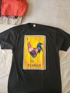El Gallo Loteria Mexican Bingo Arts Humor T-Shirt Novelty Funny Tee Black Siz XL - Picture 1 of 4
