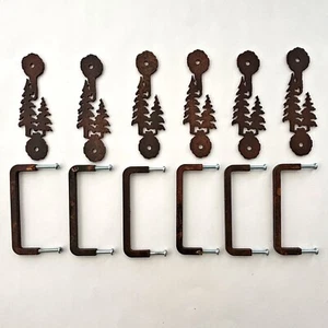 Reversible Metal Pine Tree Drawer Pull Handle Lot 6 Lodge Cabincore Rust Rustic - Picture 1 of 5