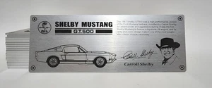 1/8 Shelby Mustang GT500 Metal Name Plate Plaque for Deagostini - Picture 1 of 2
