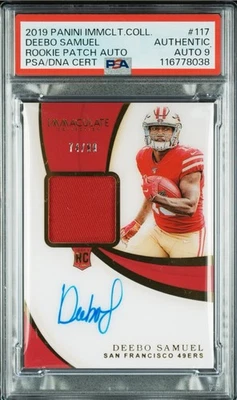 2019 Immaculate Deebo Samuel RPA /99 #117 RC On Card Auth Auto PSA 9 Pop 3! - Image 1 of 3