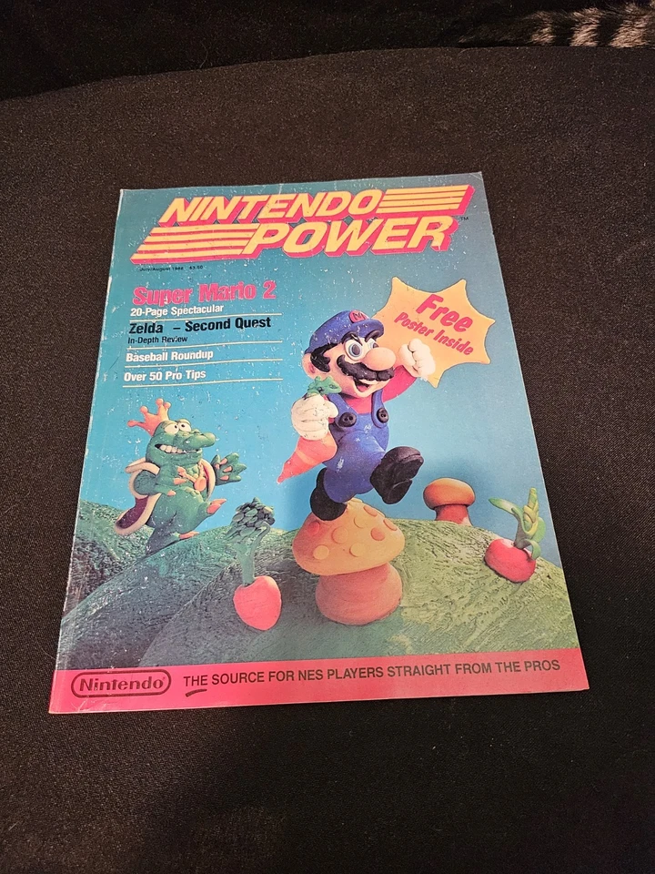 Vintage 1988 Nintendo Power Magazine Vol 1 Issue 1 Super Mario 2 Zelda Poster Foto 1 de 4