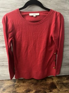 Loft Damen Small Petite roter seitlicher Baumwollpullover mit Rundhalsausschnitt, Damengröße SP - Bild 1 von 4