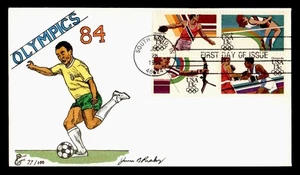 DR WHO 1993 FDC OLYMPICS SPORTS PASLAY HAND COLORED SIGNED CACHET BLOCK M40510 - Picture 1 of 2