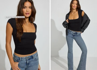 Гараж гладкий открытый шеи футболка черный размер p/s - Изображение 1 из 3