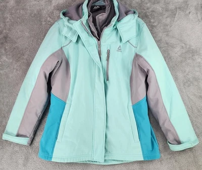 Reebok Jacket Womens Juniors XL Plus Teal Gray 3 In 1 Hooded Ski Snow Coat - Image 1 of 4