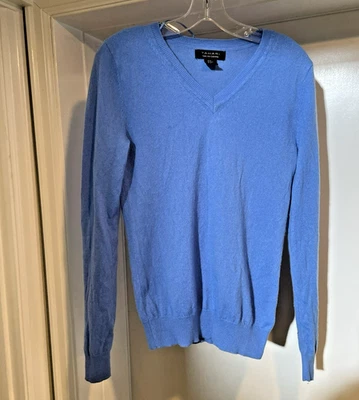 Suéter de cachemir de 2 capas azul claro Tahari para hombre talla M cuello en V preppy ligero Foto 1 de 4