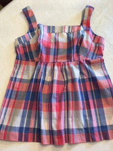 JOULES ELSBETH TANK TOP 100% COTTON PLAID BLUE PINK & WHITE SZ 10 NWT - Picture 1 of 10