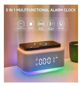 Sveglia Altoparlante Caricatore Wireless, Sveglie Digitali Camere da Letto... - Foto 1 di 6