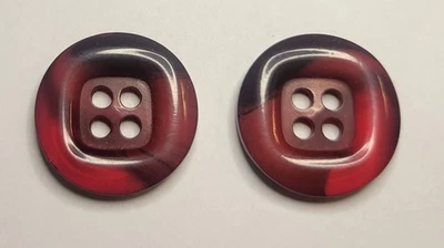 Vintage Marbled Acrylic Sewing Buttons Lot 2 Unique 4-Hole 1" Craft Supplies - Image 1 of 4