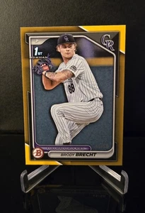 #'ed/50 🔥 Brody Brecht RC SSP 2024 Topps 1st Bowman Draft Gold Prospect BD-39 - Imagen 1 de 2