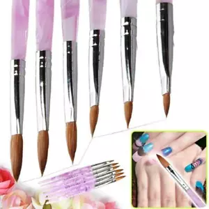 6Pcs Acrylic Nail Art Pen Tips UV Builder Gel Painting Brush Manicure Set Hot US - Picture 1 of 7