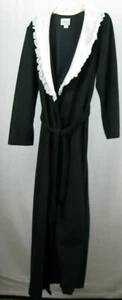 VTG Louis D New York ~Women’s Merry Maid Robe Black /White collar SZ L USA! - Picture 1 of 12