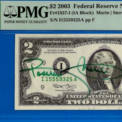 2003 $2 Federal Reserve Note - PMG 66EPQ - Signed by Treasurer Rosario Marin - Image 1 of 3