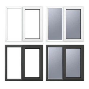 PVC Double Glazed Window Glass & Frame RH Side Hung Over Fixed Panel By Crystal - Picture 1 of 27