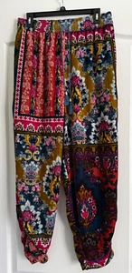 Anthropologie Pants Zadie Velvet Patchwork Sleep Lounge Harem Pockets Medium - Picture 1 of 4