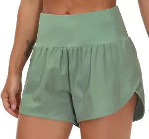 Womens High Waisted Running Shorts Quick Dry Athletic Workout Shorts with Mes... - Picture 1 of 7
