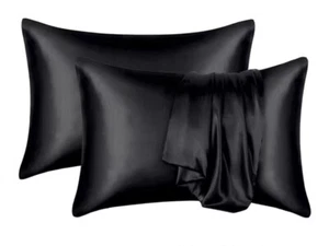 Silk Satin Pillowcase 2pk | Std 20x26 | Silky Pillow Cases For Hair & Skin Cover - Picture 1 of 3