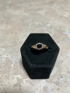 9ct Sapphire and Diamond Ring Size N1/2 English Hallmarks - Picture 1 of 6