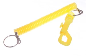 New 48 X Yellow Plastic Spiral Recoiling Key Rings - Onestopdiy - HD - Picture 1 of 1