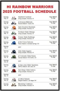 94 2025 Hawaii Rainbow Warriors Football Schedule Refrigerator Magnet 4by6 Size - Picture 1 of 1
