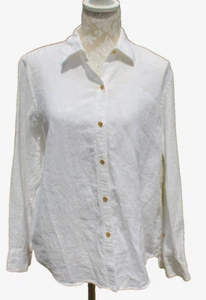 Lauren Ralph Lauren Women's 100% Linen Blouse Shirt Size L  Roll Tab Sleeve - Picture 1 of 12