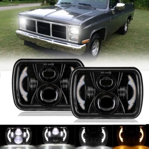 For GMC C1500 C2500 C3500 1979-86 Pair 7x6" LED Headlights Hi-Lo DRL Turn Signal - Picture 1 of 12