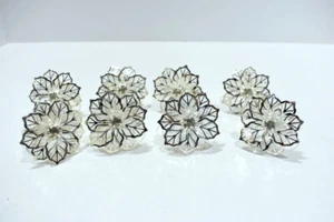 Anelli tovaglioli in metallo Uxcell 8 pz lega scavata porta anelli fiori tono argento - Foto 1 di 8