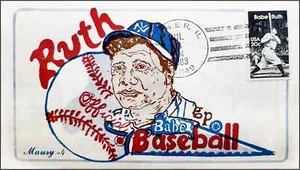 USA, SCOTT # 2046, MAURY-4 FDC COVER OF BASEBALL LEGEND BABE RUTH WITH INFO PAGE - Picture 1 of 1