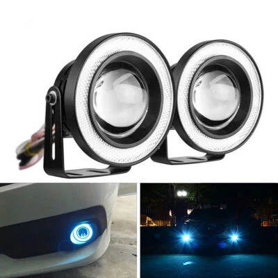 2* Blue Halo Ring Angel  LED Projector Lamps  For Driving DRL Lights Fog Lights - Image 1 of 4