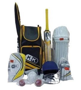 KK Cricket Set 11tlg Set Schläger Ball Pad Beinschutz Handschuh FLEDERMAUS Jungen Jugendliche Herren - Bild 1 von 1